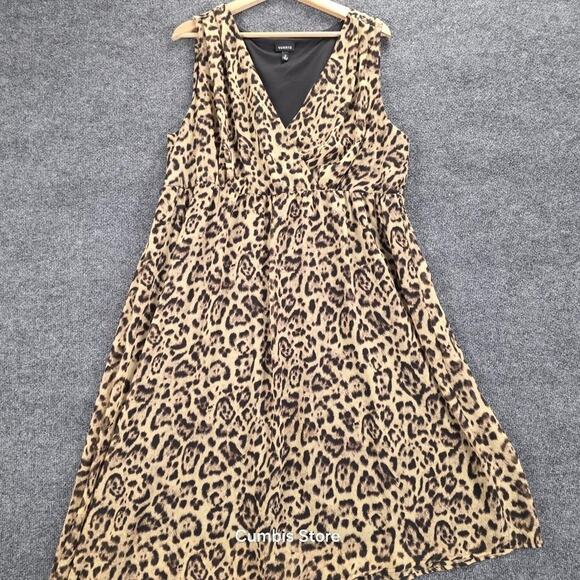 Torrid Dress Womens 2X Brown Leopard Print Sleeveless V Neck Asymmetrical Hem - Picture 2 of 12